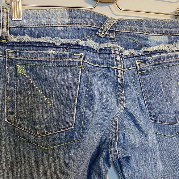 X2 Denim Laboratory Ultra Low Rise Embellished Flare Jean, Size 30 - Picture 7 of 15